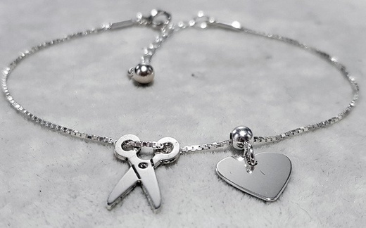 BR1010 Bransoletka z nożyczkami srebrna dla fryzjerów lub krawców