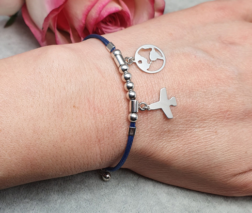 986 bransoletka srebrna grawerowana kula ziemska globus