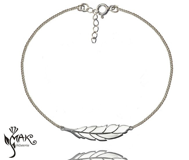 BR706 BRANSOLETKA piórko 100% SREBRO 925 grawer