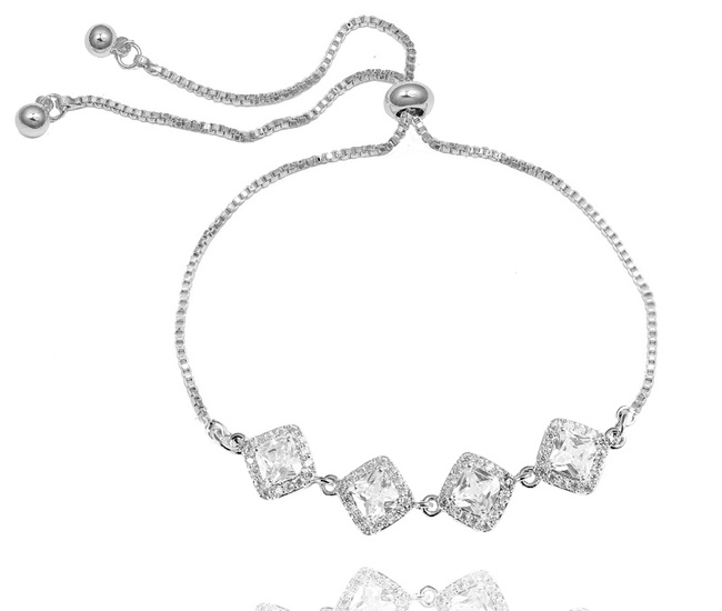 599/1096 bransoletka delikatna z cyrkoniami kwadraciki