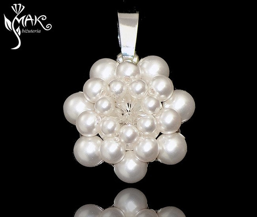 W509  biżuteria ślubna Wisiorek Swarovski Elements perełki