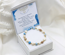  bransoletka różaniec stal złocona na sznureczku turkusowo kremowy 1877/14