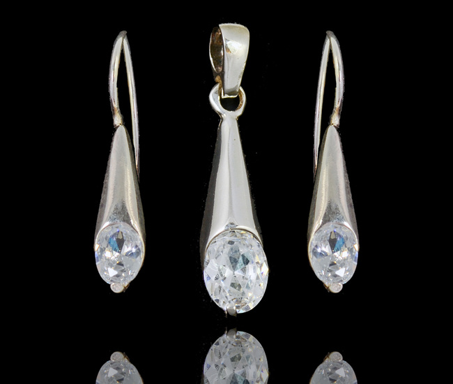 480/448 komplet kolczyki wisiorek z cyrkonią