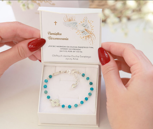 1716/5 bransoletka srebrna 925 różaniec z apatytem