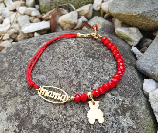 1090 BRANSOLETKA Z GRAWEREM Mama złota kryształki dla mamy