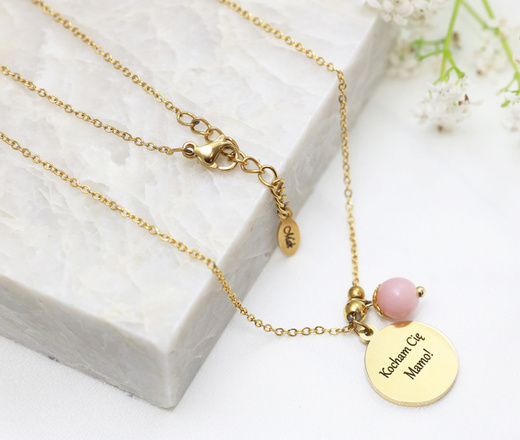 Naszyjnik dla mamy z grawerunkiem serce pozłacane stal 1794/8