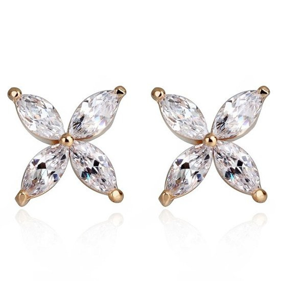 Kol 599/634 KOLCZYKI kwiatuszki wysadzane cyrkoniami, złote