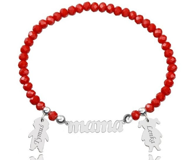 1017 BRANSOLETKA GRAWEROWANA z napisem mama córka syn