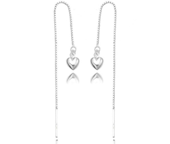 1249 kolczyki przeciągane serca srebrne 925