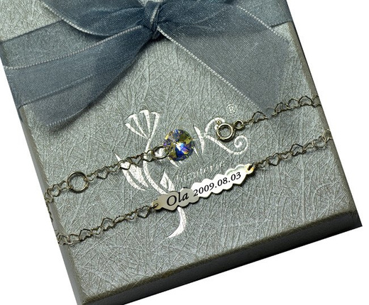 BR751 BRANSOLETKA Z GRAWEREM laser serca Swarovski Element