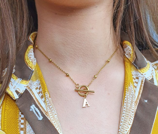 1232/14 naszyjnik złoty kulkowy z literką