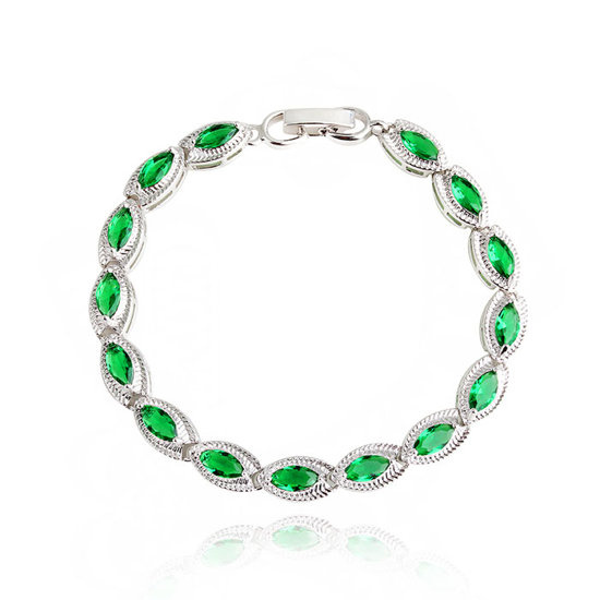 Br599/1029 bransoletka z cyrkoniami zielonymi