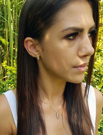 480/102 komplet srebrny łezki z różowymii cyrkoniami