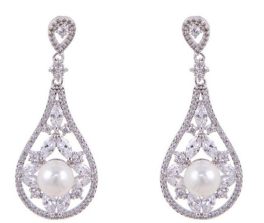 Kol 655/20 KOLCZYKI ślubne, cyrkonie długie