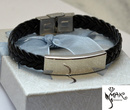 BR735 BRANSOLETKA Z GRAWEREM męska skóra czarna