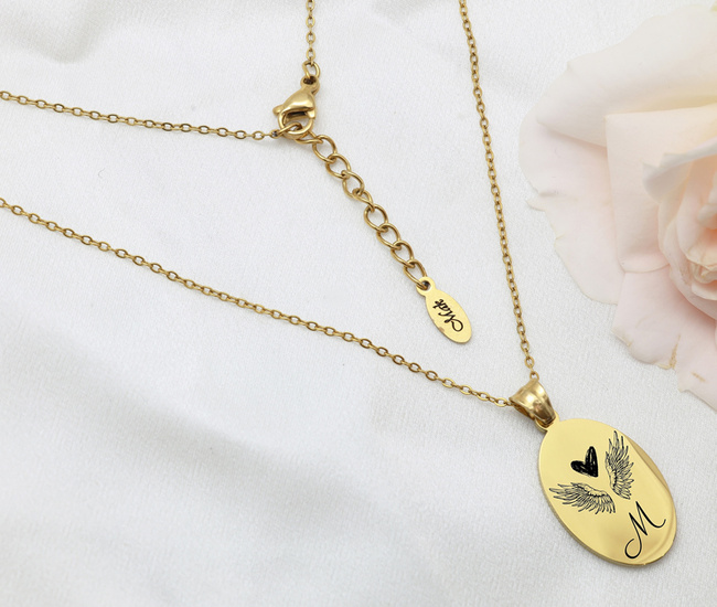 Nieśmiertelnik złoty stalowy łańcuszek z blaszka pod grawerunek 1852/3