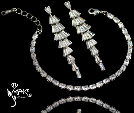 Kpl868 komplet ślubny, biżuteria ślubna z cyrkoniami k599/720 b599/65