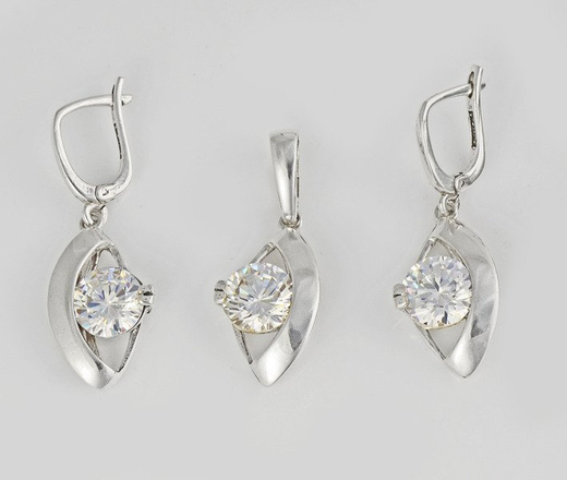 480/202 komplet srebrny z błyszczącą cyrkonią