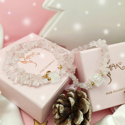 1594 naszyjnik kryształ górski blady róż z kostką