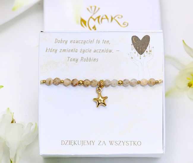 zestaw dla nauczyciela bransoletka beżowa gwiazdką 1807/6