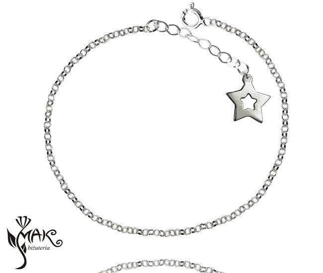 BR762 BRANSOLETKA  gwiazdka srebro 925
