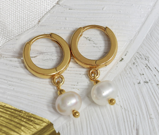 1383/2 kolczyki srebro 925 pozłacane perły