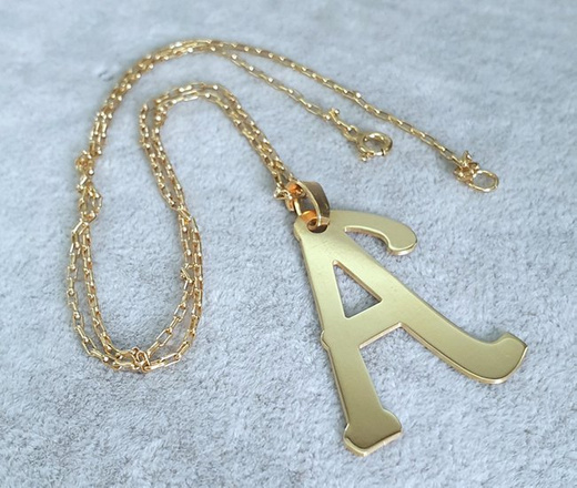 1186 naszyjnik srebrny 925 pozłacany dowolna duża literka inicjał A