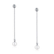 KOL599/691 KOLCZYKI ze stali, wiszące z perłą, sztyft, srebrne