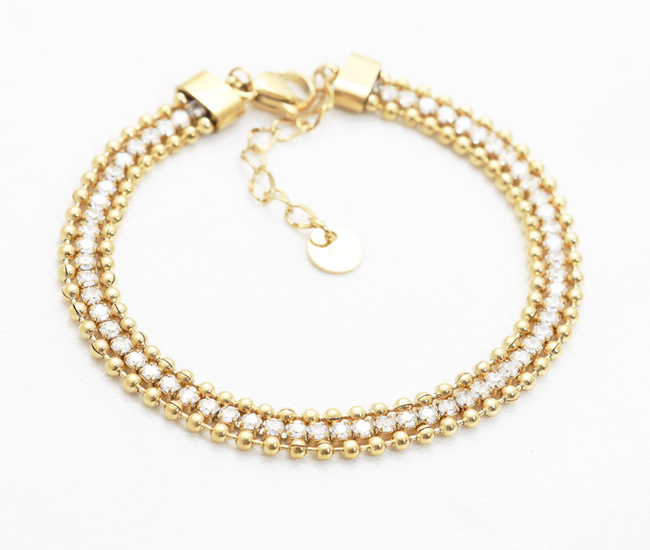 Bransoletka potrójna z cyrkoniami, pozłacana stal szlachetna 1857/20