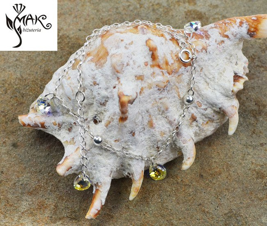 Br947 Bransoletka na stopę srebrna SWAROVSKI EL.