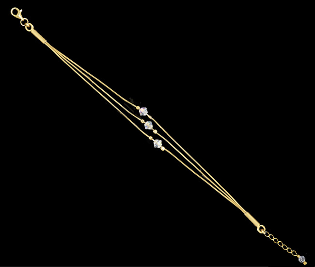 1526 bransoletka srebrna 925 pozłacana potrójna z kryształkami