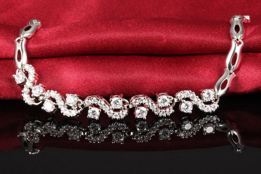 Br599/925 delikatna BRANSOLETKA ślubna z cyrkoniami