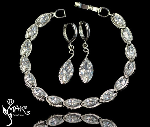 Kpl881 komplet ślubny, biżuteria ślubna z cyrkoniami b599/519 k599/561