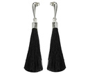 KOL780 kolczyki chwosty frędzle czarne Swarovski Elements srebro 925