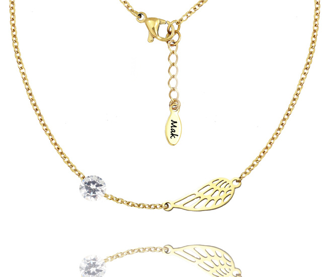 1693 pozłacany naszyjnik skrzydło anioła z cyrkonią