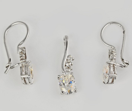 480/207 komplet srebrny z błyszczącą cyrkonią