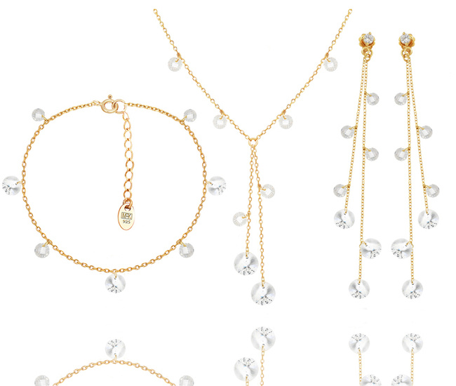 1388 komplet srebrny 925 pozłacany z kryształkami