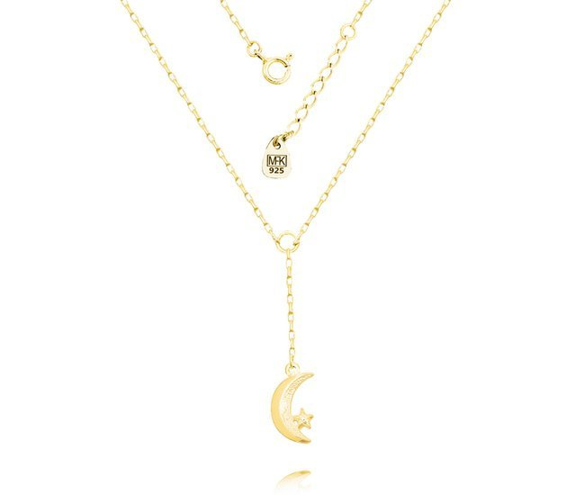 1248 naszyjnik  srebro pozłacane 925 księżyc