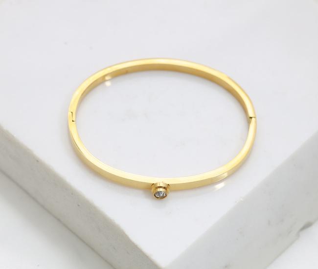 Złota bransoletka bangle z cyrkonią 1857/3