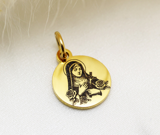 Naszyjnik z medalikiem dwustronnym wizerunek dowolnego Świętego - Święta Rita kolor srebrny 1810