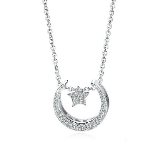 NK599/940 naszyjnik złoty stalowy gwiazdka księżyc