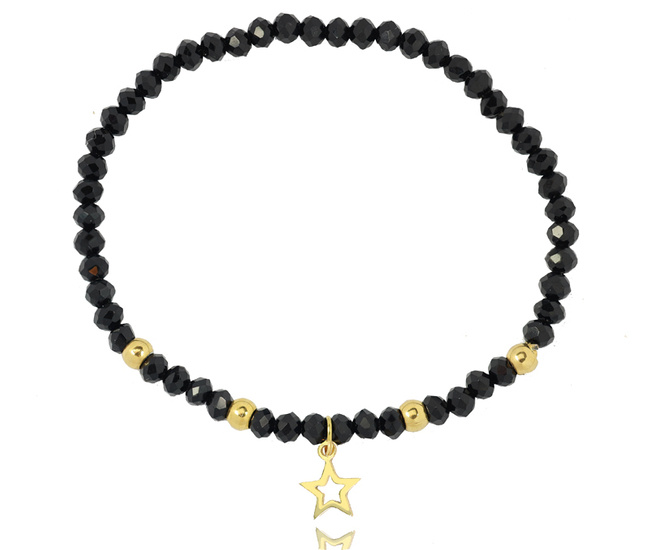 1443 bransoletka stal pozłacana kryształki gwiazda