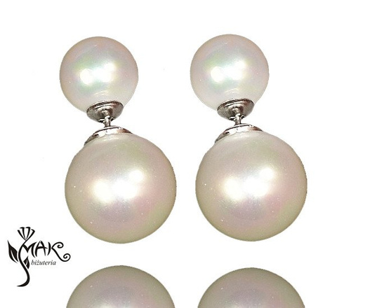 KOL615 tribal KOLCZYKI perły naturalne 8 i 16mm SZTYFT biały