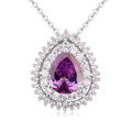 NK599/468 NASZYJNIK platynowany cyrkonie łezka fioletow