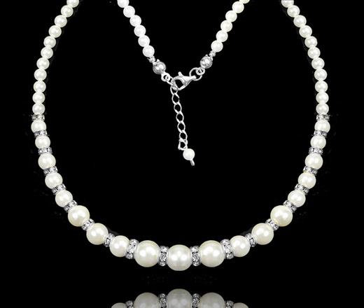 1361 komplet srebrny 925 z perełkami i kryształkami