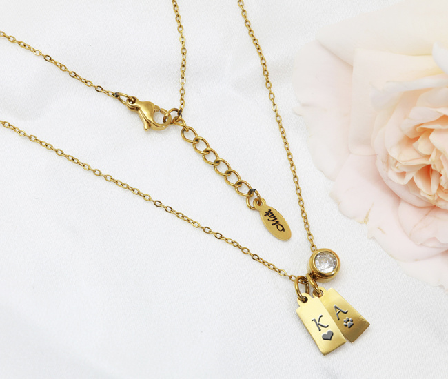 Naszyjnik grawerowany z blaszkami pozłacany1852/1