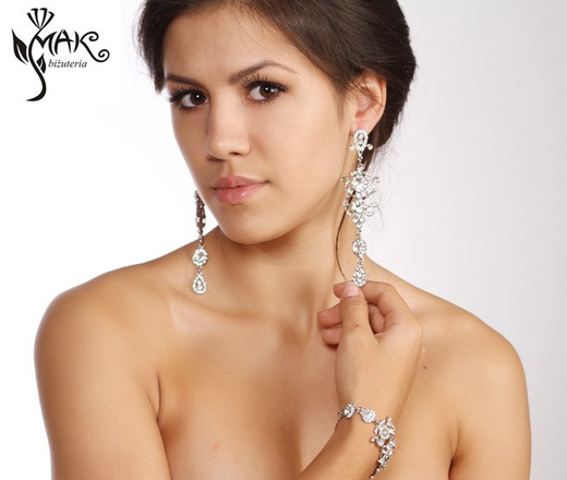 Kpl 656/12 komplet, biżuteria ślubna cyrkonie duże kolczyki