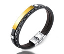 599/992 męska bransoletka z grawerem skórzana złota podwójna