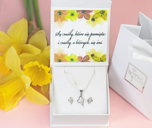 114/4 Komplet wykonany z rodowanego srebra p925