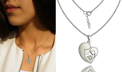 Nk771 naszyjnik grawerowany laser serce dla mamy srebro 925